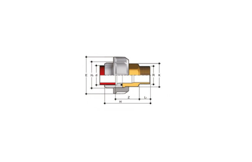 Разборная муфта с наружной резьбой (латунь) PP-H 100 PN10 (BIROM)