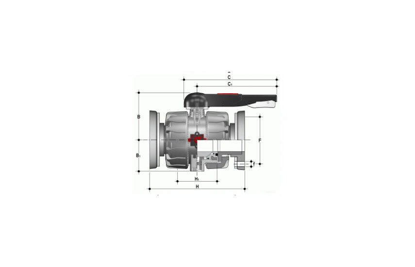Шаровый кран ПВДФ с фланцевым окончанием окончанием d 20-110 мм (VKDOF) DN65-100, FIP (Италия)